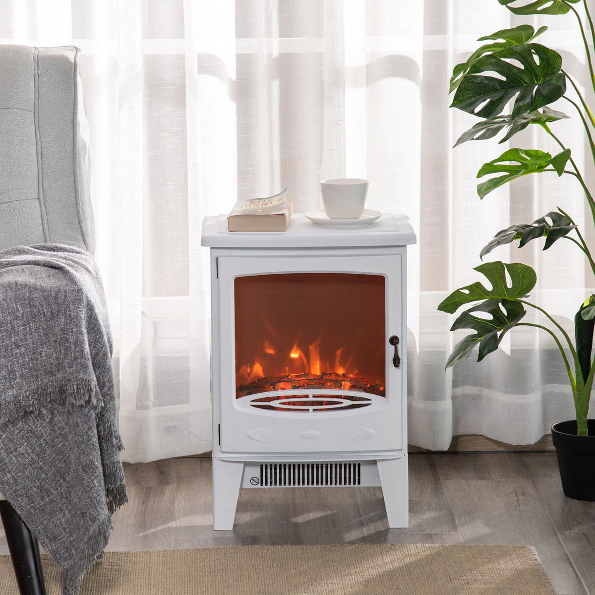 Homcom 1.8kW Tempered Glass Electric Fireplace