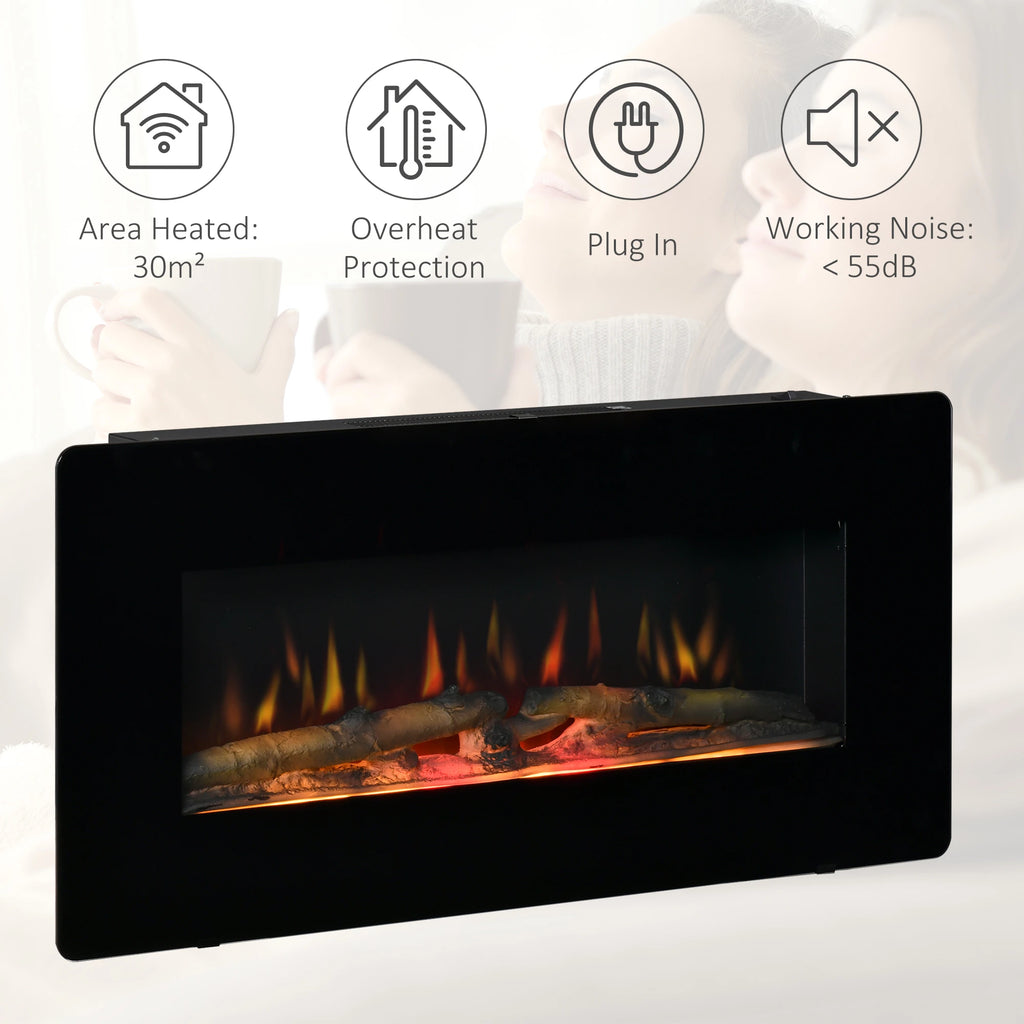Homcom 2kW Wall-Mounted Electric Fireplace