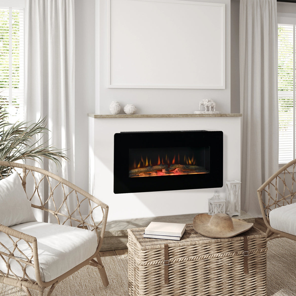 Homcom 2kW Wall-Mounted Electric Fireplace