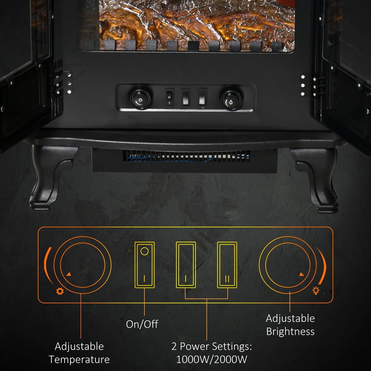 Homcom 2kW Double Door Electric Fireplace