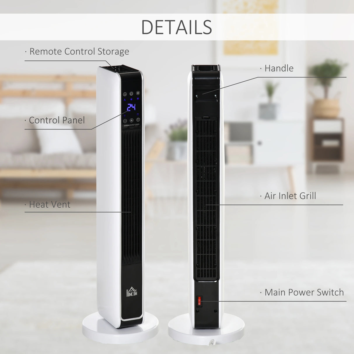 Homcom Dual-Power Tower Heater