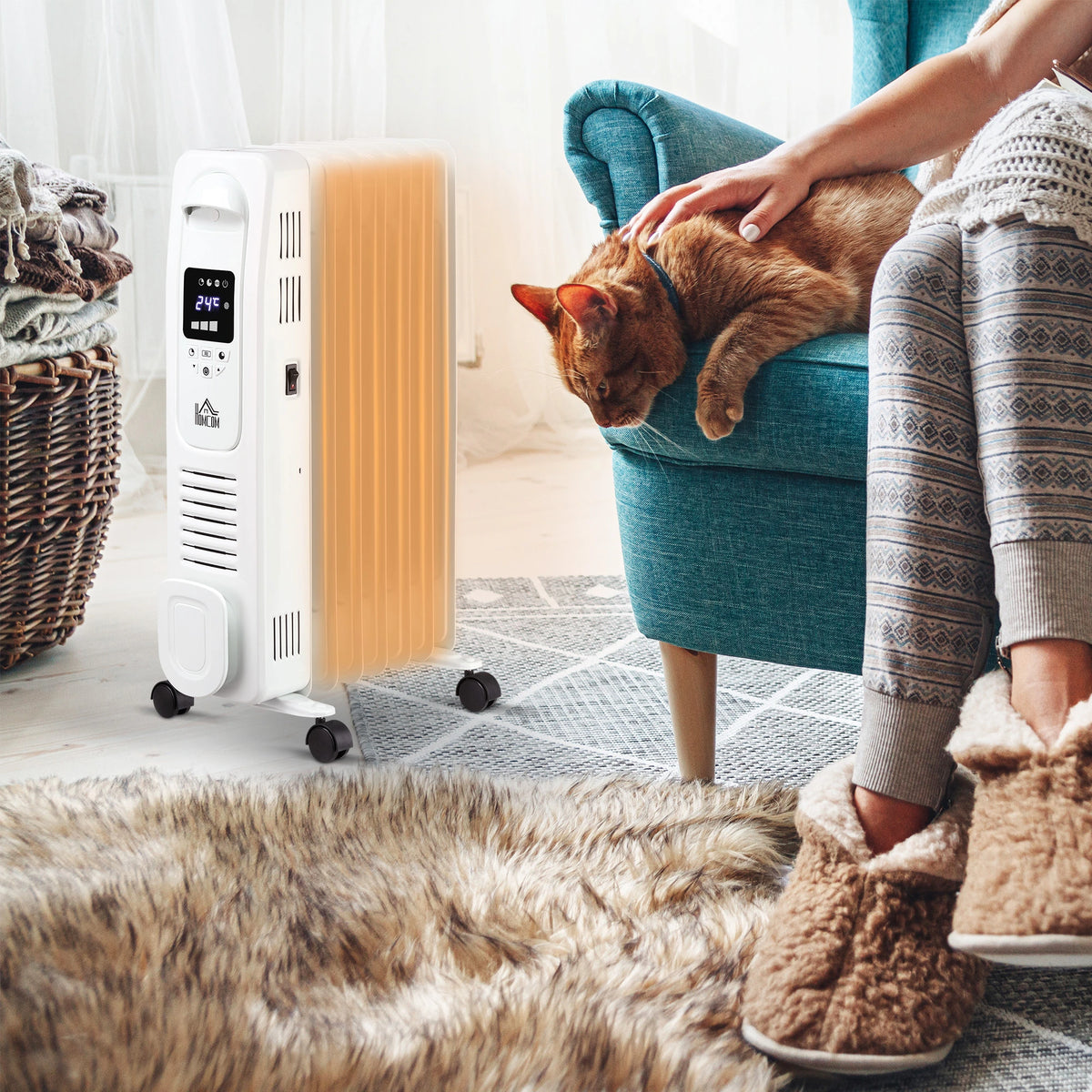 Homcom 1.5kW Portable Oil Filled Seven-Fin Radiator