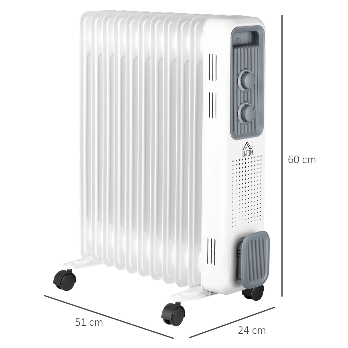 Homcom 2.5kW Portable Oil Filled 11-Fin Radiator