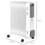 Homcom 2.5kW Portable Oil Filled 11-Fin Radiator