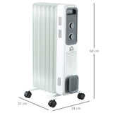 Homcom 1.5kW Portable Oil Filled 7-Fin Radiator