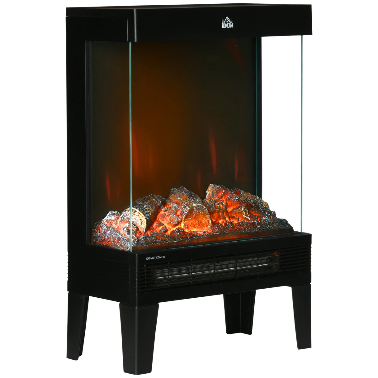 HOMCOM Dual Power Electric Fireplace with LED Flame Effect