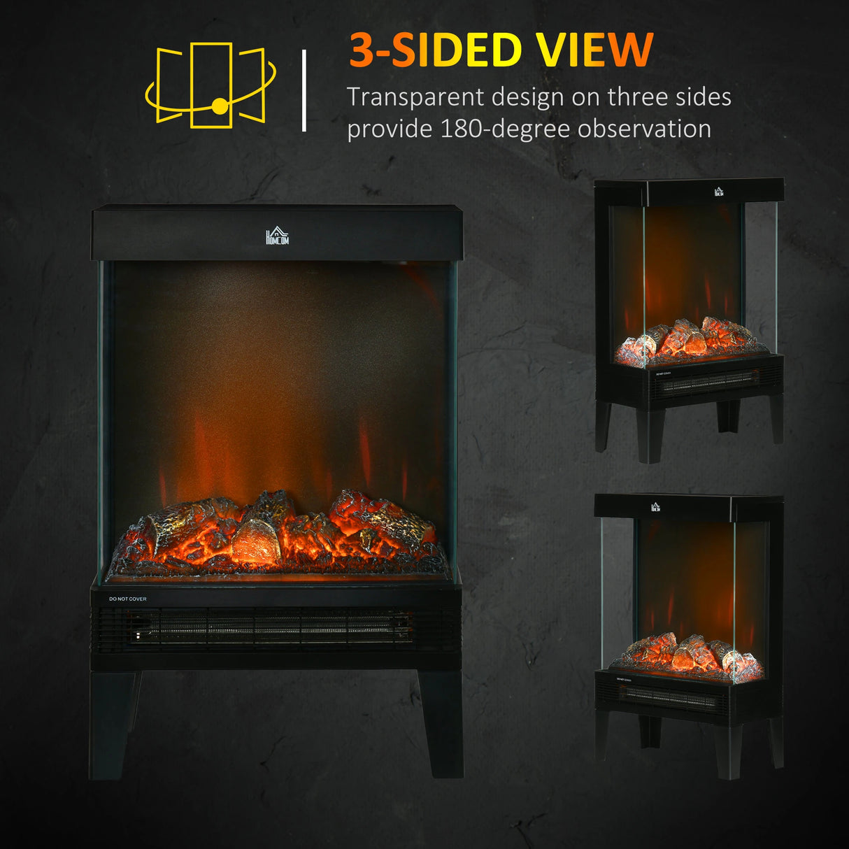 HOMCOM Dual Power Electric Fireplace with LED Flame Effect