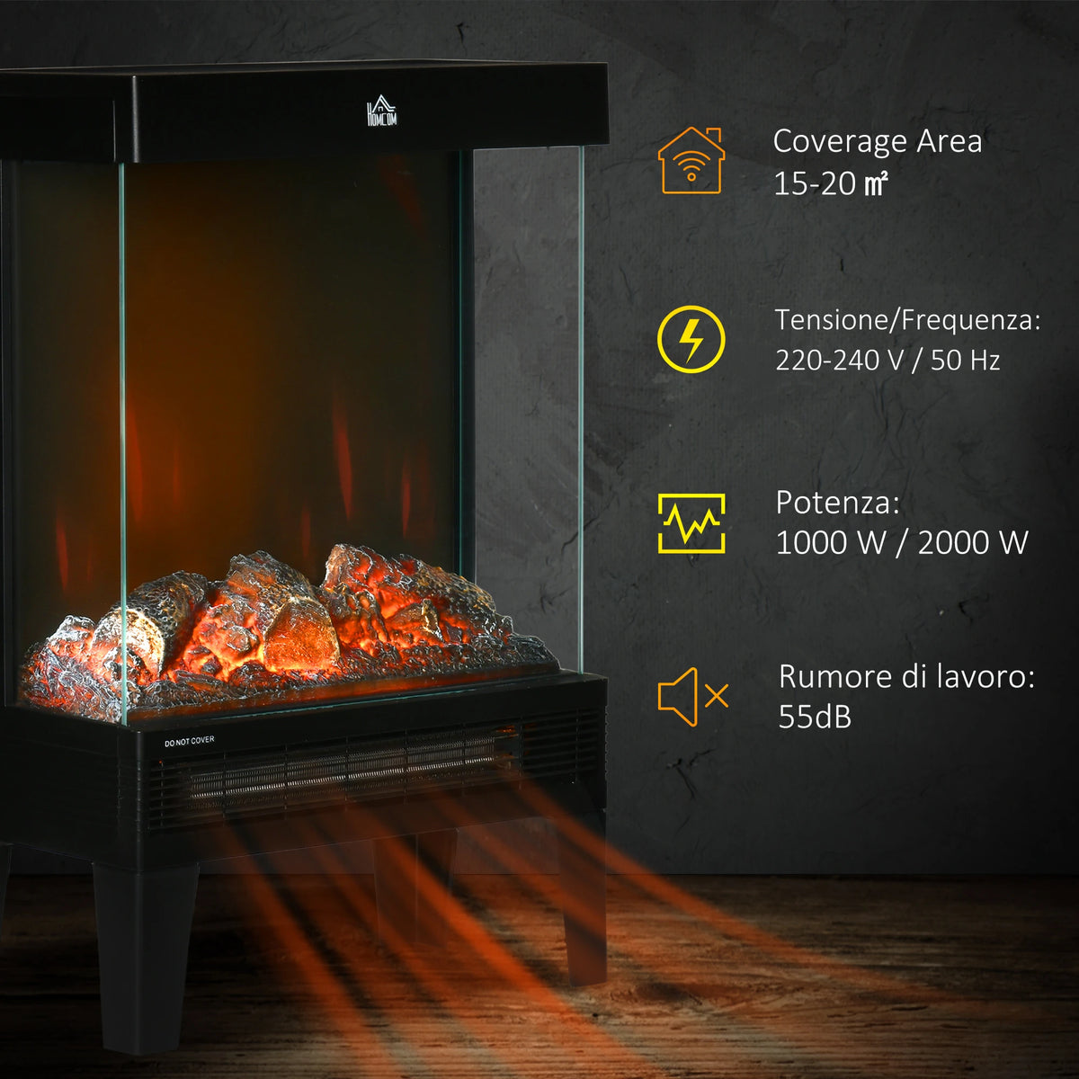 Homcom 2kW 180° Electric Fireplace