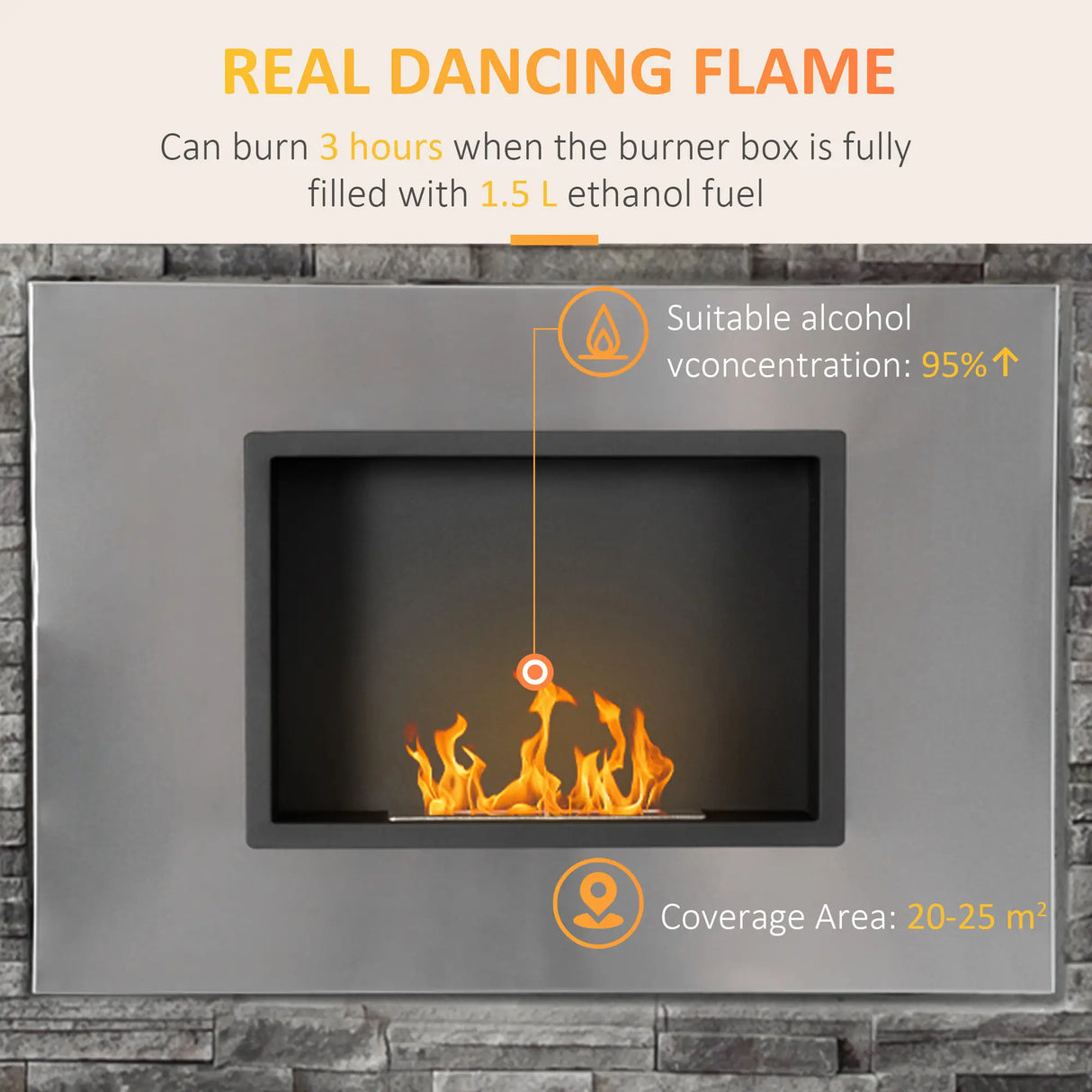 HOMCOM Stainless Steel Ethanol Fireplace