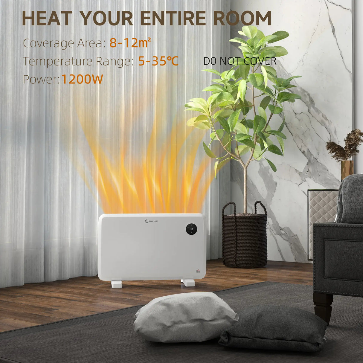 Homcom 1.2kW Free Standing / Wall Mounted Electric Heater