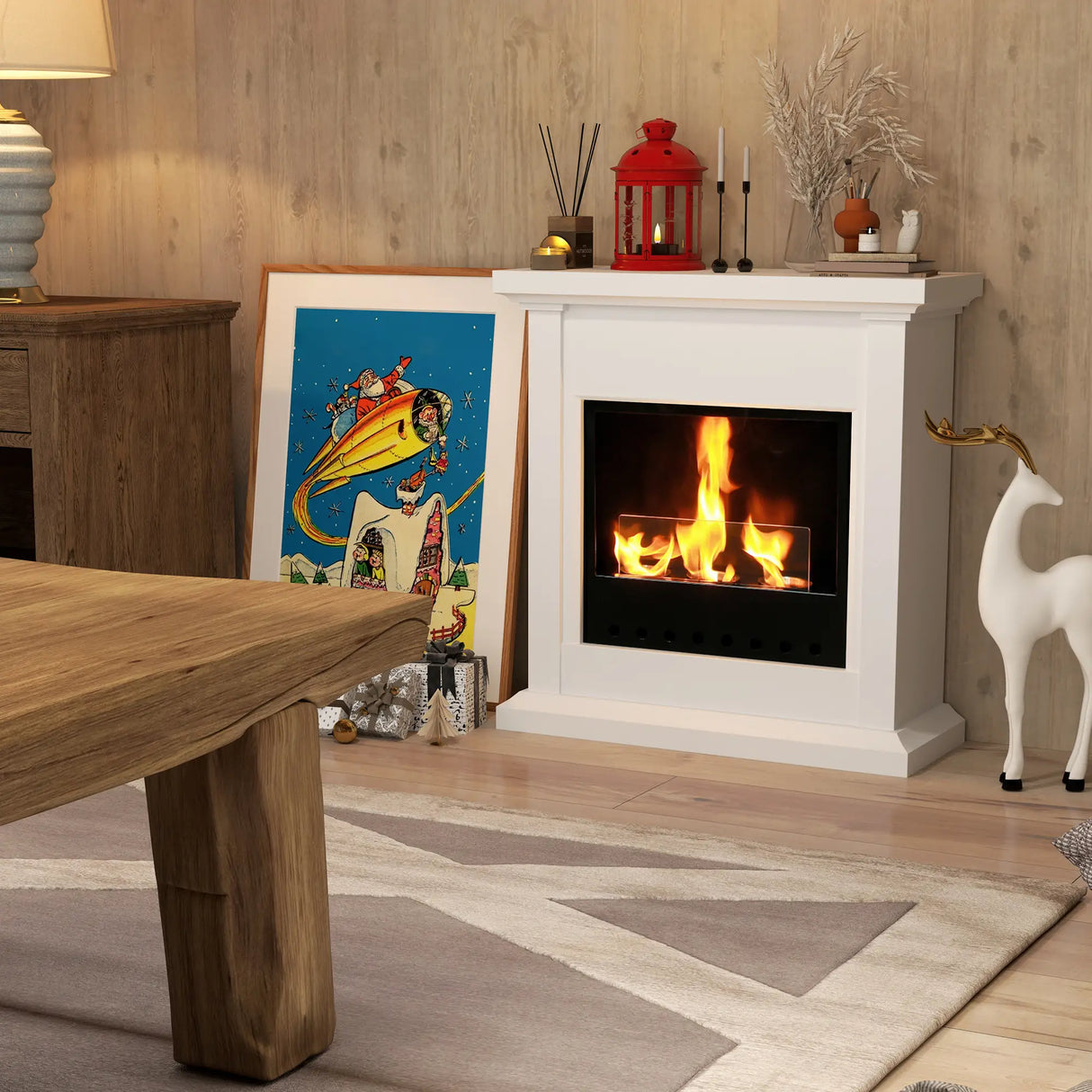 HOMCOM Bioethanol Fireplace with Mantelpiece