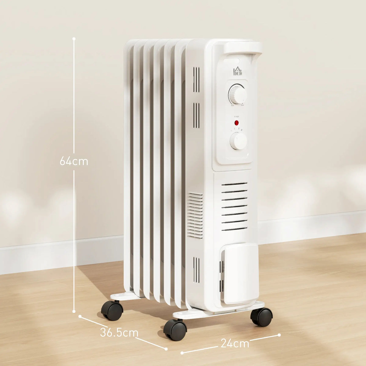 Homcom 1.5kW Portable Oil Filled 7-Fin Radiator