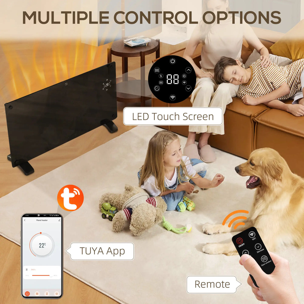 Homcom 1.5kw Electric Heater with Smartphone Control