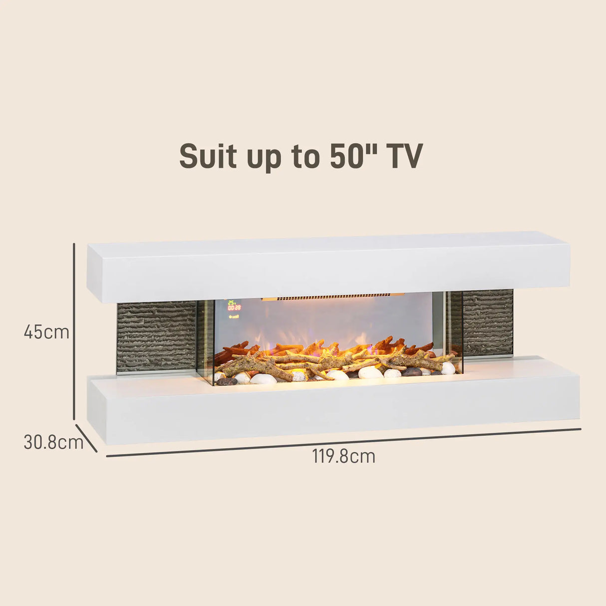 Homcom 2kW 120cm Freestanding/ Wall Mounted Electric Fireplace