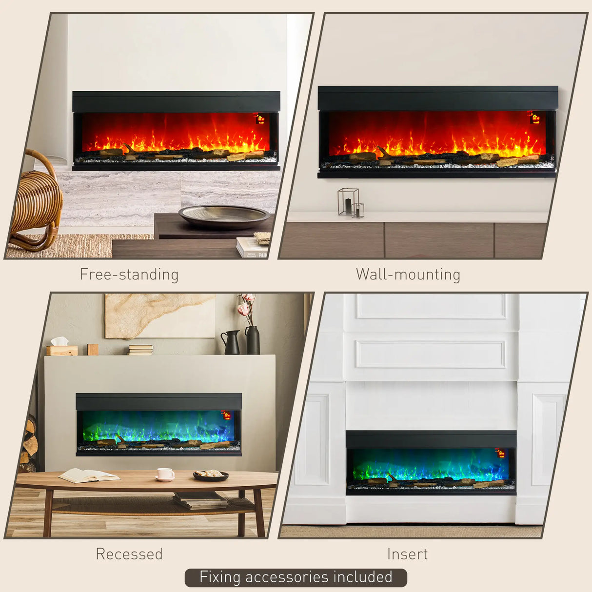 Homcom 1.8 kW Electric Fireplace with Adjustable Flame