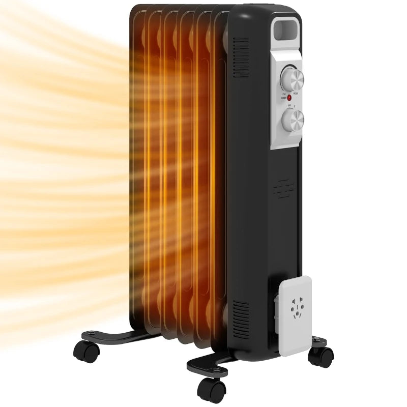 Homcom 1.5kW Portable Oil Filled Nine-Fin Radiator