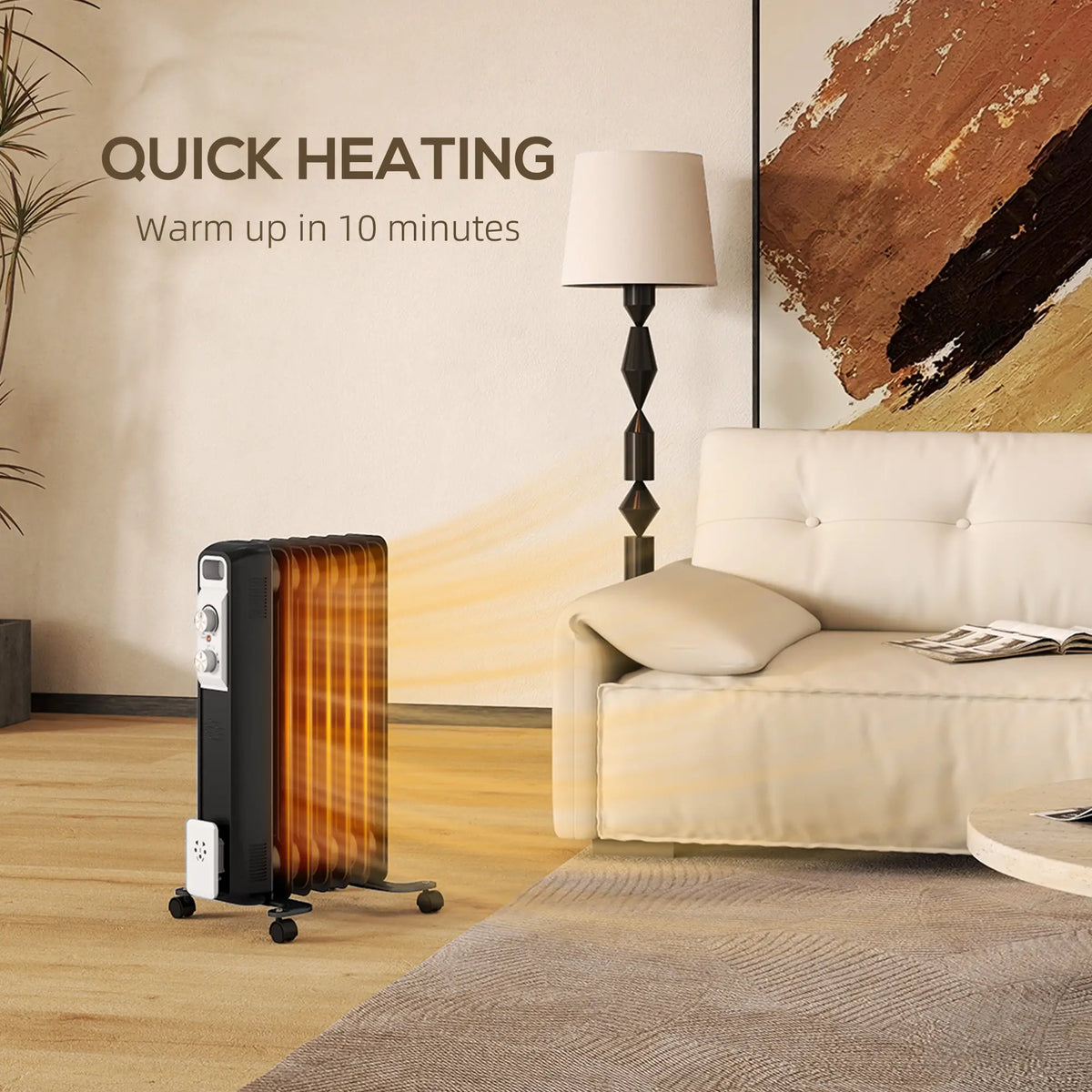 Homcom 1.5kW Portable Oil Filled Nine-Fin Radiator