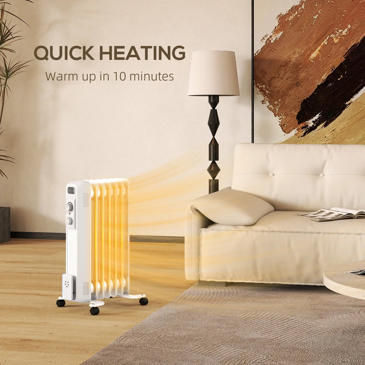 Homcom 1.5kW Portable Oil Filled Nine-Fin Radiator