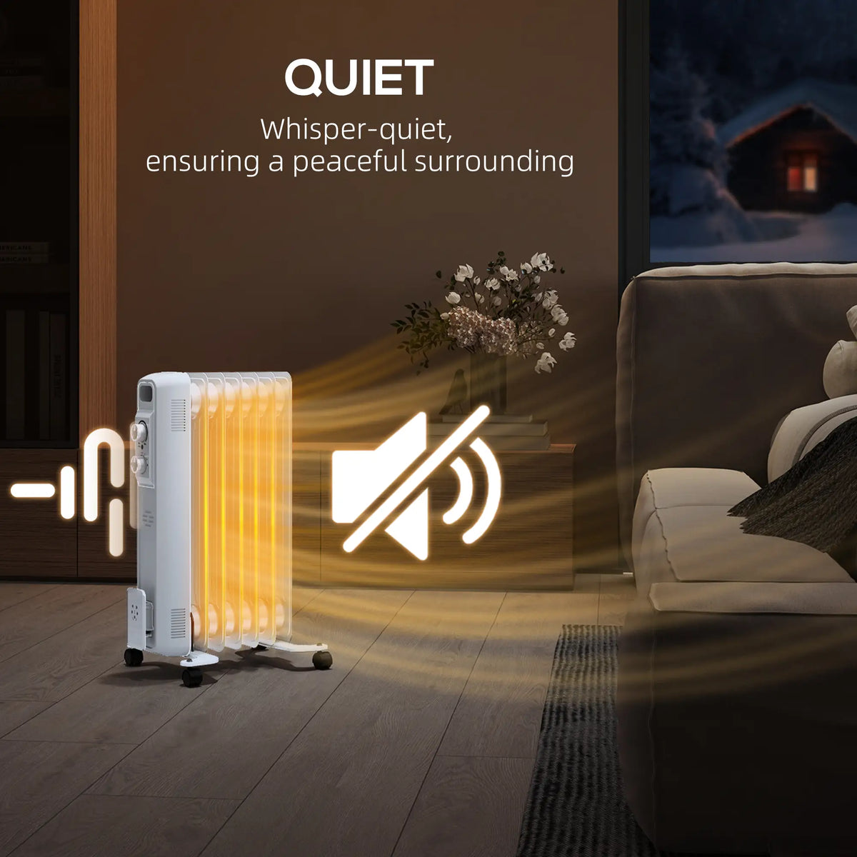 Homcom 1.5kW Portable Oil Filled Nine-Fin Radiator