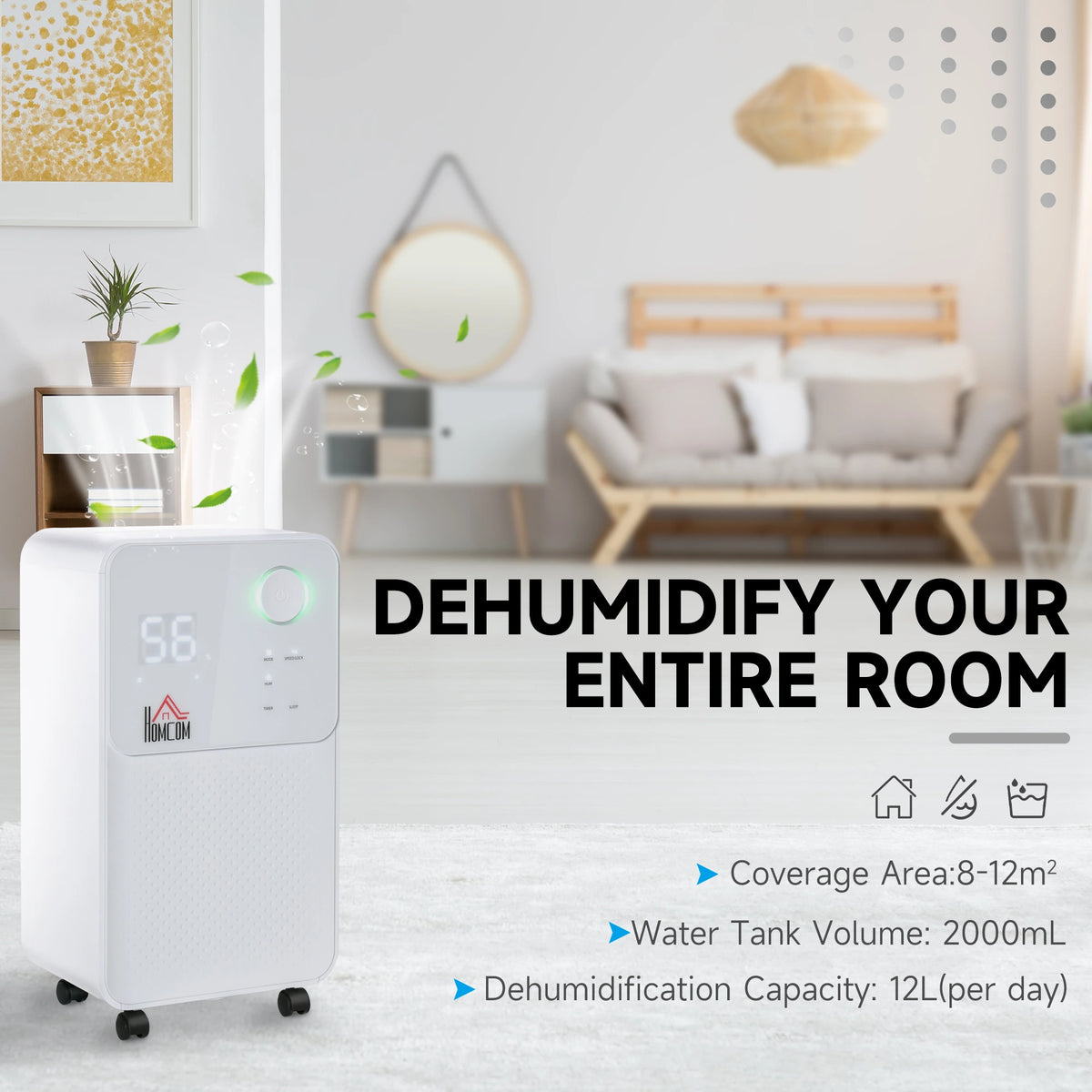 Homcom 12L/Day Dehumidifier