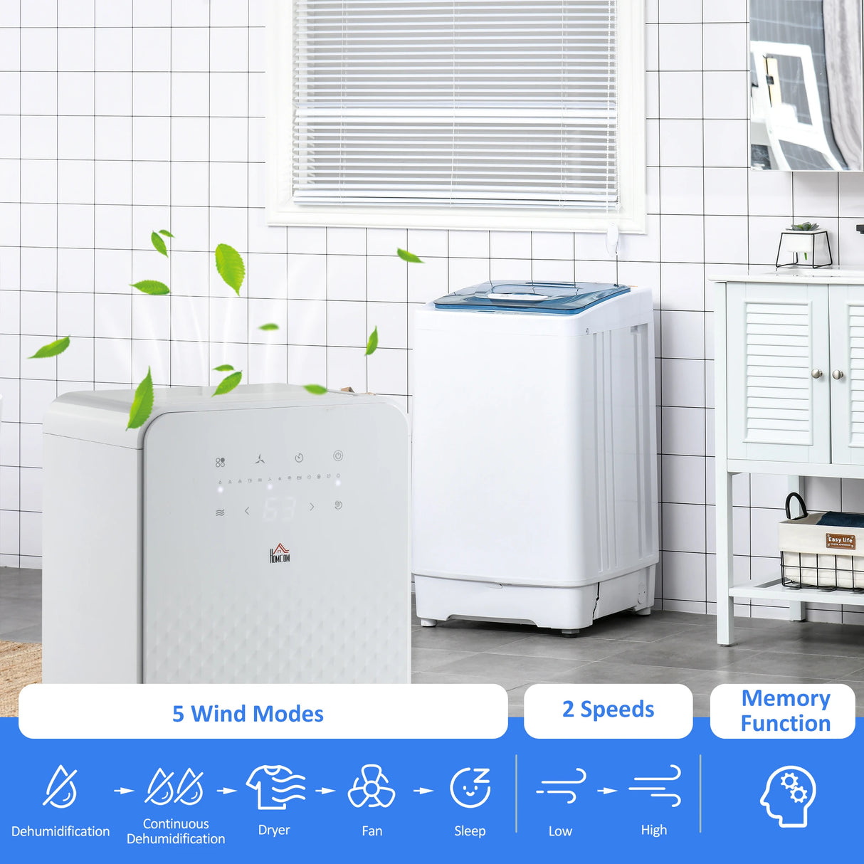 Homcom 10L/Day Portable Dehumidifier with Air Purifier