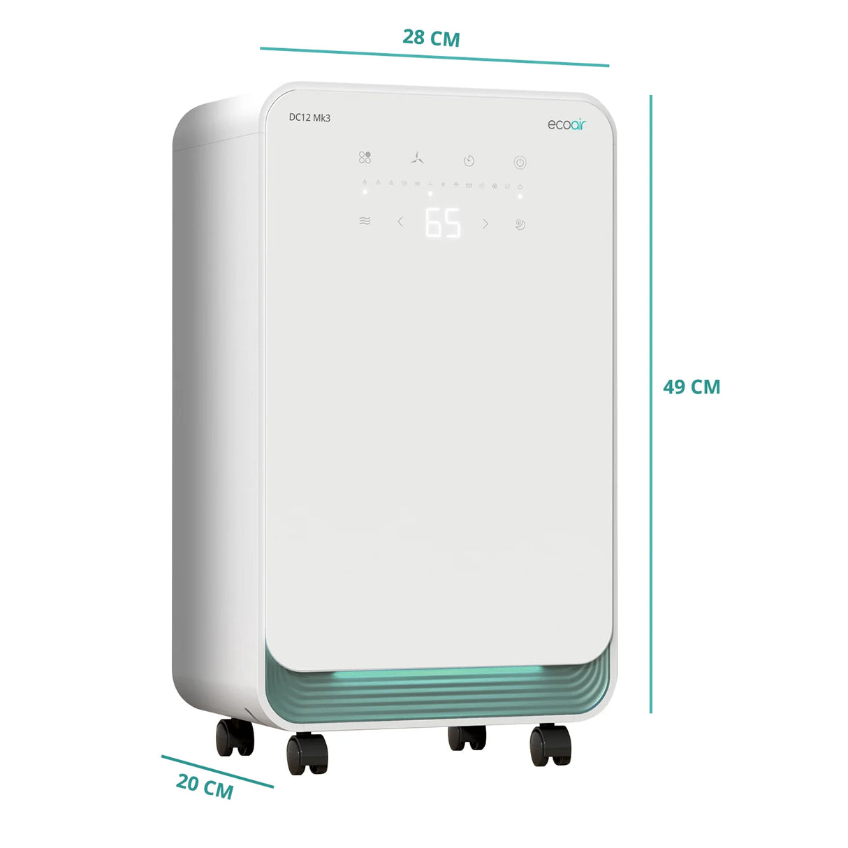 EcoAir DC12 MK3 Compact Portable Dehumidifier 12L per day