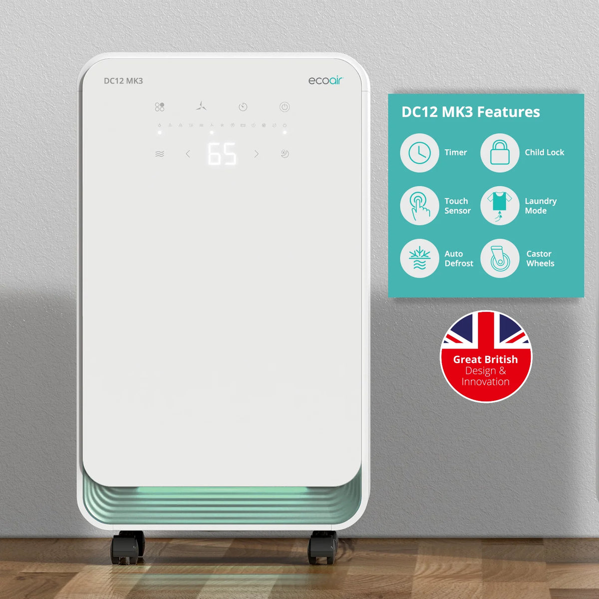 EcoAir DC12 MK3 12L/Day Dehumidifier