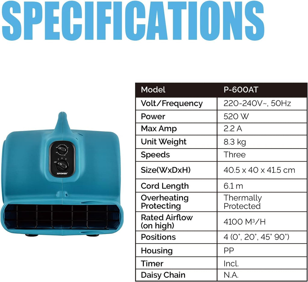 XPOWER P-600A 2600 CFM Air Mover
