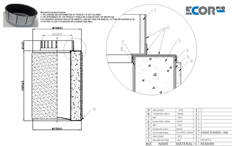 Ecor Pro EPCARFIL30 Carbon Filter Drum for Ecor Pro Dehumidifiers