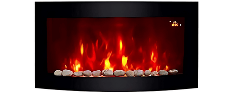 TruFlame 89cm Wide Wall Mounted Curved Black Glass