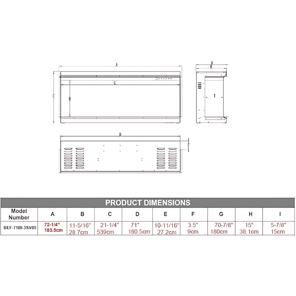 TruFlame 1.5kW Media Wall Electric Fireplace