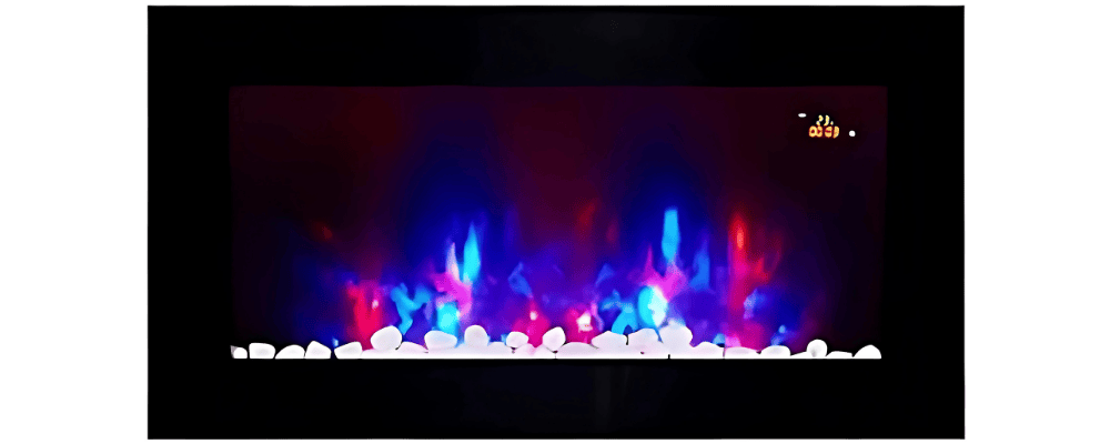 TruFlame 91cm Wide Wall Mounted Flat Black Glass Electric Fire