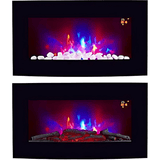TruFlame 73cm Wide Wall Mounted Arched Black Glass Electric Fire with Glow sides