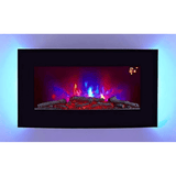 TruFlame 73cm Wide Wall Mounted Arched Black Glass Electric Fire with Glow sides