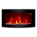 TruFlame 89cm Wide Wall Mounted Curved Black Glass