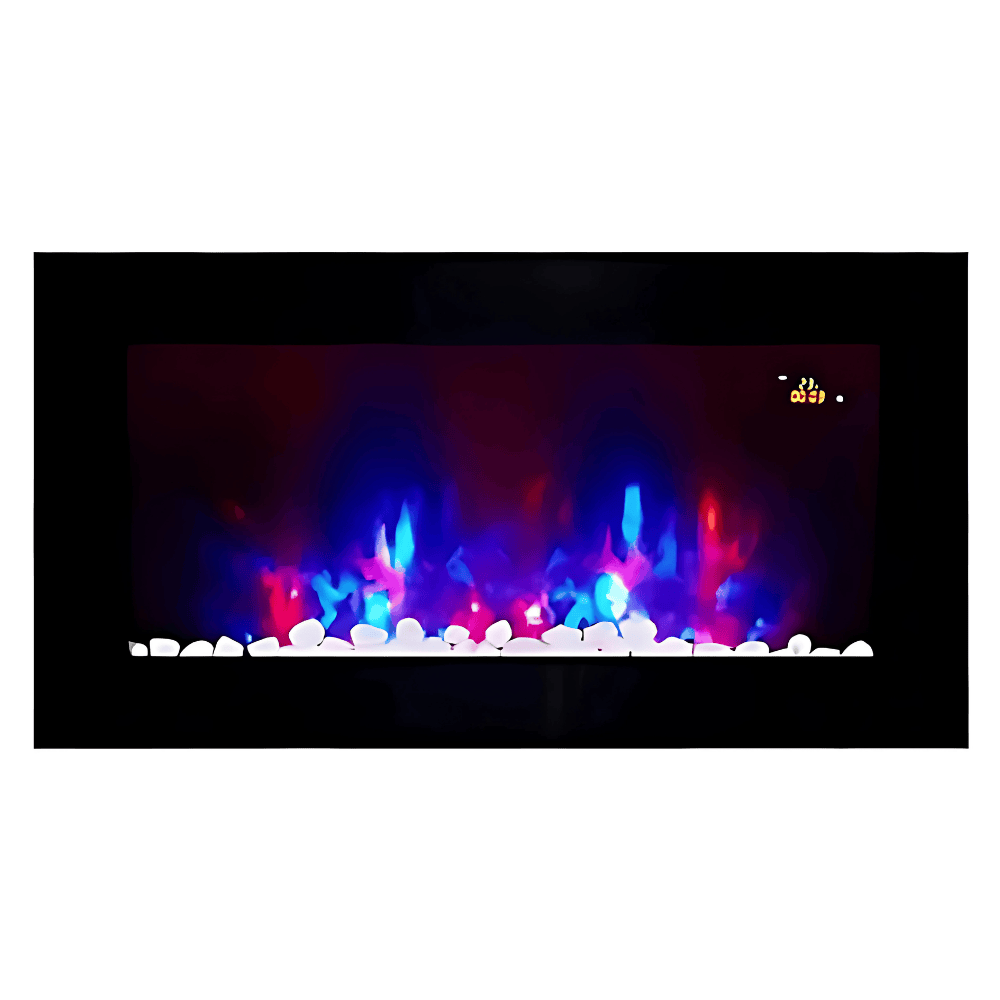 TruFlame 91cm Wide Wall Mounted Flat Black Glass Electric Fire