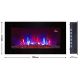 TruFlame 91cm Wide Wall Mounted Flat Black Glass Electric Fire