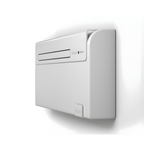 White wall-mounted electronic device on a white background