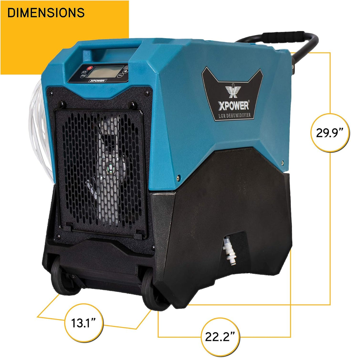 XPOWER XD-85LH 70L LGR Commercial Dehumidifier with Automatic Purge Pump - Ideal for Damage Restoration