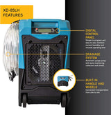 XPOWER XD-85LH 70L LGR Commercial Dehumidifier with Automatic Purge Pump - Ideal for Damage Restoration