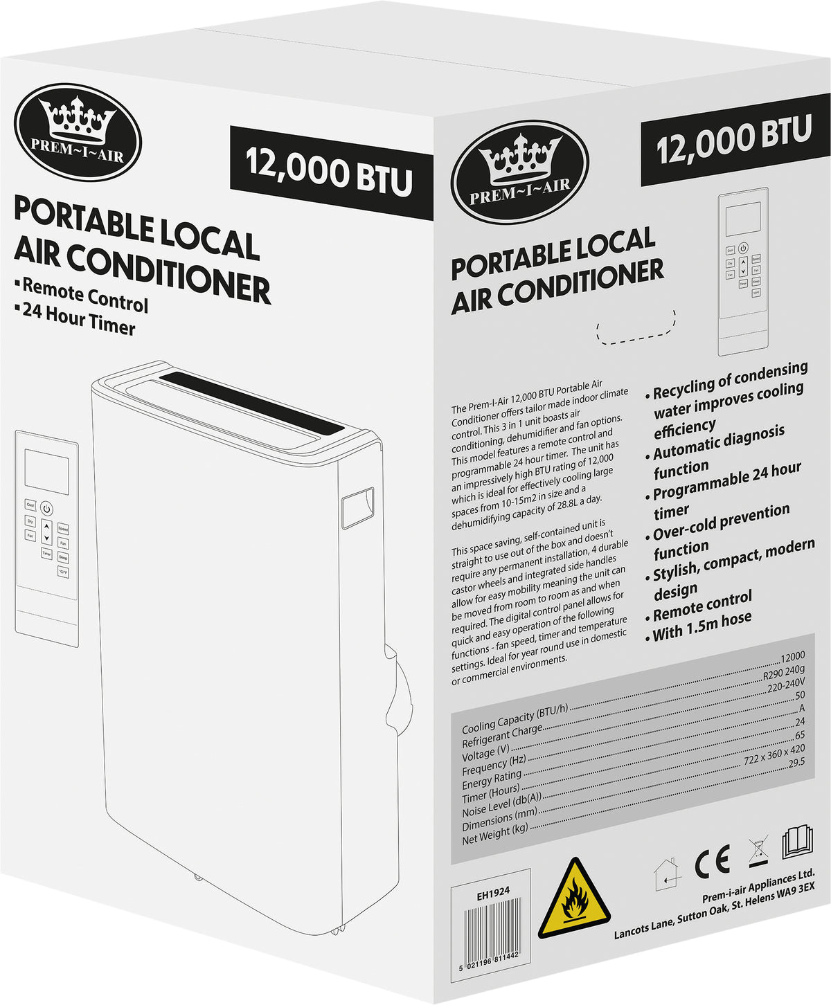 Prem-I-Air EH1924 12000 BTU Portable Air Conditioner