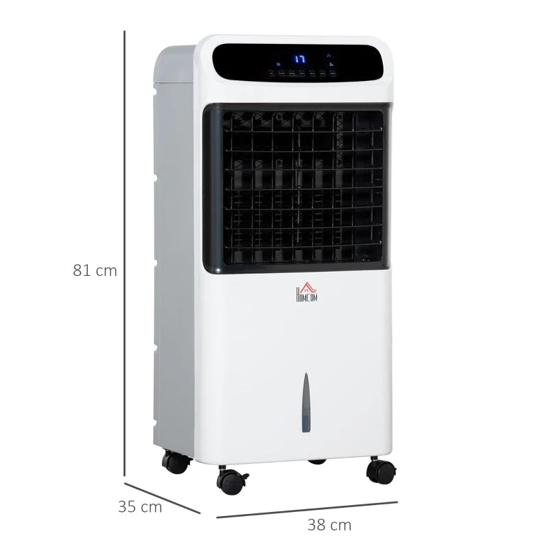 HOMCOM Mobile Air Cooler 12L Tank Evaporative Ice Cooling Fan Water Conditioner Humidifier Unit with 3 Modes