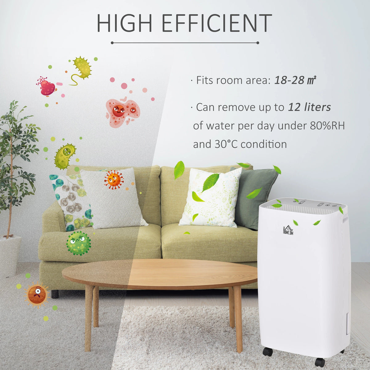 Homcom 28m² 12L/Day Dehumidifier