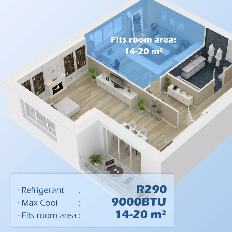 HOMCOM 9000 BTU Portable Air Conditioner Smart Home WiFi Compatible 4-in-1 Air Conditioning Unit