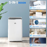 HOMCOM 5-in-1 Portable Air Conditioner 14,000 BTU with WiFi Heater & Cooler