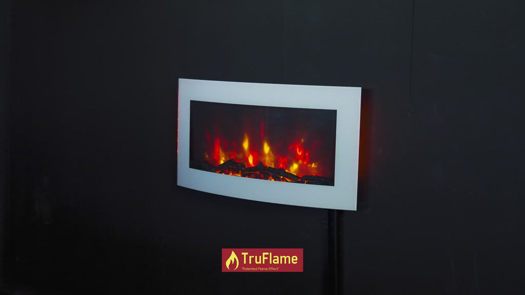 TruFlame 89cm Curved Glass Wall Mounted Electric Fireplace