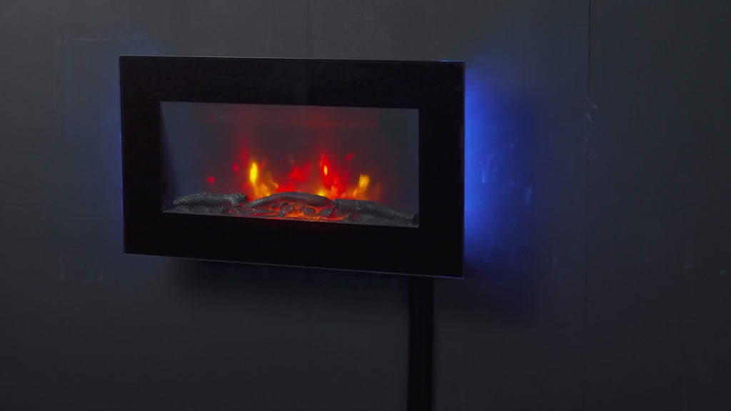 TruFlame 73cm Flat Glass Wall Mounted Electric Fireplace