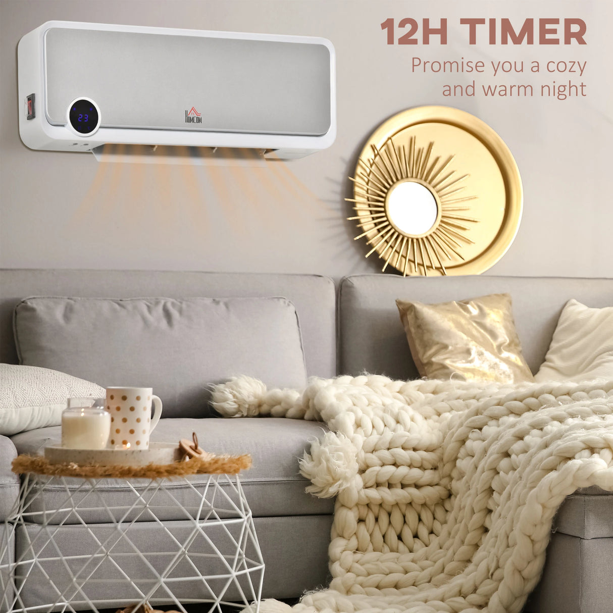 HOMCOM 1000W/2000W Electric Wall Mounted Heater